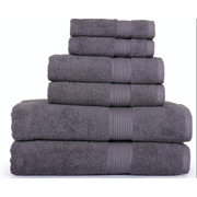 SPRINGFIELD LINEN 6 Piece Set Towels Grey Color 2 BATH TOWEL, 2 HAND TOWEL AND 2 WASHCLOTHS