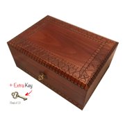 Extra Large Wooden Box with Lock and Key Polish Handmade Linden Wood Hearts Design Keepsake Jewelry Box Love Letters Box